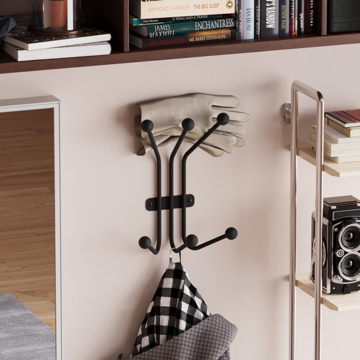Wallity Ant Gancho de pared metálico Negro